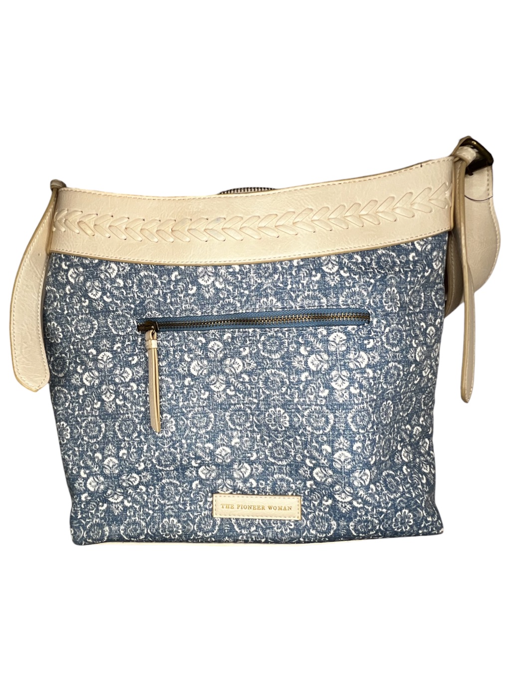The Pioneer Woman Blue Floral Shoulder Bag With Cream Trim
